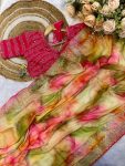 RICH LOOK RANGOLI SILK PRISM PRINTS WITH EMBROIDERY SEQUENCE WITH CUT BORDER WORK SAREE WITH STITCHED BLOUSE PARTY WEAR WHOLESALE PRICE ETHNIC GARMENT (6)