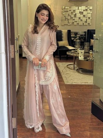 RICH LOOK ROMAN SILK EMBROIDERY THREAD AND SEQUENCE WORK TOP PATIYALA WITH DUPATTA BABY PINK