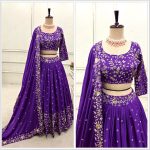 RICH LOOK SATIN SILK EMBROIDERY SEQUENCE WORK LEHENGA CHOLI WITH DUPATTA PURPLE