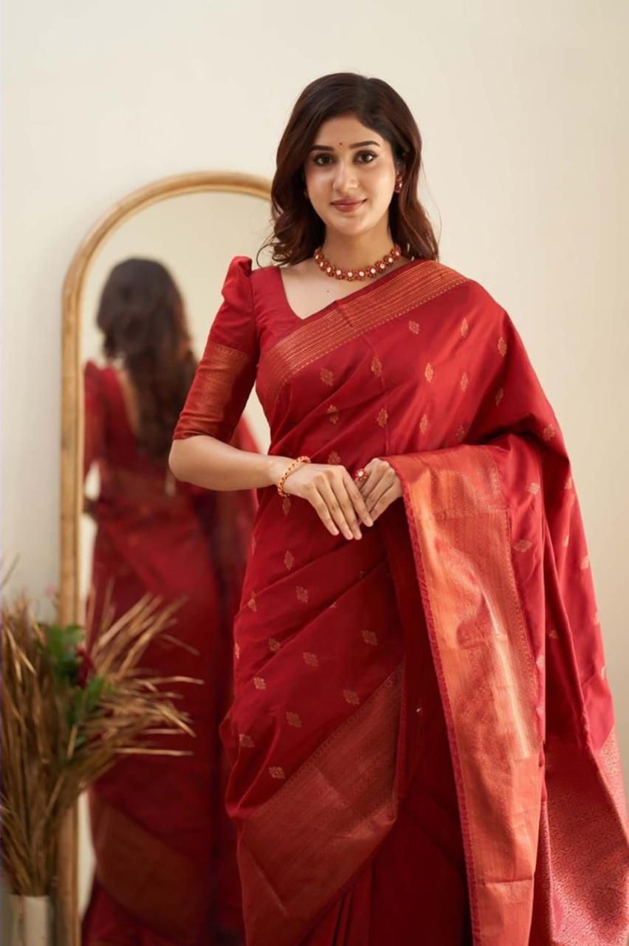 RICH LOOK SOFT LICHI SILK JACQUARD WORK SAREE WITH UNTITCHED BLOUSE PARTY WEAR WHOLESALE PRICE ETHNIC GARMENT (22)