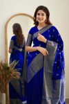 RICH LOOK SOFT LICHI SILK JACQUARD WORK SAREE WITH UNTITCHED BLOUSE PARTY WEAR WHOLESALE PRICE ETHNIC GARMENT (20)