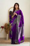 RICH LOOK SOFT LICHI SILK JACQUARD WORK SAREE WITH UNTITCHED BLOUSE PARTY WEAR WHOLESALE PRICE ETHNIC GARMENT (28)