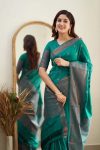 RICH LOOK SOFT LICHI SILK JACQUARD WORK SAREE WITH UNTITCHED BLOUSE PARTY WEAR WHOLESALE PRICE ETHNIC GARMENT (30)