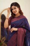 RICH LOOK SOFT LICHI SILK JACQUARD WORK SAREE WITH UNTITCHED BLOUSE PARTY WEAR WHOLESALE PRICE ETHNIC GARMENT (25)