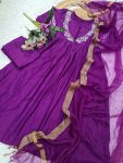 RICH LOOK VISCOSE CHINON SEQUENCE EMBROIDERY WORK TOP BOTTOM WITH DUPATTA FESTIVE WEAR WHOLESALE PRICE ETHNIC GARMENT (5)