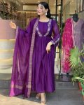 RICH LOOK VISCOSE CHINON SEQUENCE EMBROIDERY WORK TOP BOTTOM WITH DUPATTA FESTIVE WEAR WHOLESALE PRICE ETHNIC GARMENT (5)