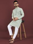 TRADITIONAL VISCOSE SILK EMBROIDERY SEQUENCE WORK MEN’S KURTA WITH PAYJAMA (2)