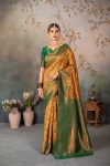 TRENDING  BANARASI SILK WEAVING SAREE WITH UNSTITCHED BLOUSE YELLOW