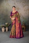 TRENDING  BANARASI SILK WEAVING SAREE WITH UNSTITCHED BLOUSE PISTA