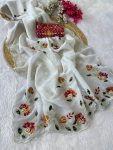 TRENDING CRUNCHY CHIFFON BUTTA MOTI WORK SAREE WITH UNSTITCHED BLOUSE WEDDING WEAR WHOLESALE PRICE ETHNIC GARMENT (9)