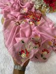 TRENDING CRUNCHY CHIFFON BUTTA MOTI WORK SAREE WITH UNSTITCHED BLOUSE WEDDING WEAR WHOLESALE PRICE ETHNIC GARMENT (4)
