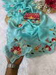 TRENDING CRUNCHY CHIFFON BUTTA MOTI WORK SAREE WITH UNSTITCHED BLOUSE WEDDING WEAR WHOLESALE PRICE ETHNIC GARMENT (5)