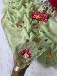TRENDING CRUNCHY CHIFFON BUTTA MOTI WORK SAREE WITH UNSTITCHED BLOUSE WEDDING WEAR WHOLESALE PRICE ETHNIC GARMENT (3)
