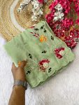 TRENDING CRUNCHY CHIFFON BUTTA MOTI WORK SAREE WITH UNSTITCHED BLOUSE WEDDING WEAR WHOLESALE PRICE ETHNIC GARMENT (3)