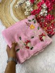 TRENDING CRUNCHY CHIFFON BUTTA MOTI WORK SAREE WITH UNSTITCHED BLOUSE BABY PINK