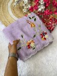 TRENDING CRUNCHY CHIFFON BUTTA MOTI WORK SAREE WITH UNSTITCHED BLOUSE LAVENDER