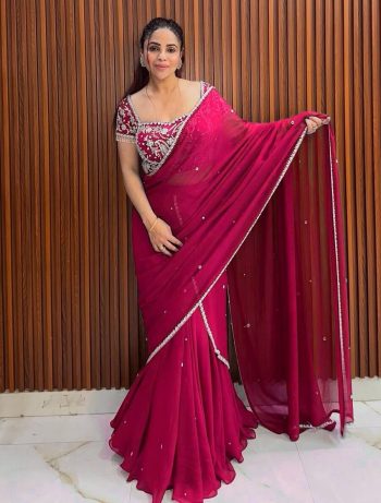 TRENDING GEORGETTE THREAD SEQUENCE WORK  LEHENGA SAREE WITH UNSTITCHED BLOUSE RANI