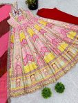 TRENDING HEAVY JAPAN SATIN SILK DIGITAL FOIL PRINT WORK GOWN BOTTOM WITH DUPATTA PARTY WEAR WHOLESALE PRICE ETHNIC GARMENT (14)