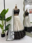 TRENDING JACQUARD CODING SEQUENCE WORK LEHNGA CHOLI WITH DUPATTA  BLACK