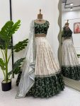 TRENDING JACQUARD CODING SEQUENCE WORK LEHNGA CHOLI WITH DUPATTA GREEN