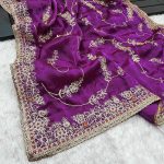 TRENDING JIMMY CHOO EMBROIDERY CODING AND SEQUENCE WORK SAREE WITH UNSTITCHED BLOUSE WEDDING WEAR WHOLESALE PRICE ETHNICGARMENT (3)