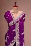 TRENDING JIMMY CHOO EMBROIDERY CODING AND SEQUENCE WORK SAREE WITH UNSTITCHED BLOUSE WEDDING WEAR WHOLESALE PRICE ETHNICGARMENT (3)
