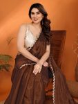 TRENDING JIMMY CHOO PAIN WITH FENCY LACE BORDER WORK SAREE WITH UNSTITCHED BLOUSE PARTY WEAR WHOLESALE PRICE ETHNIC GARMENT (4)