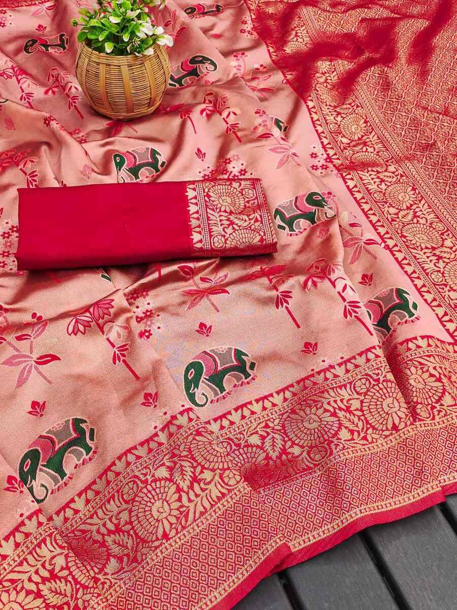 TRENDING SOFT LICHI SILK JACQUARD SAREE WITH UNSTITCHED BLOUSE DAILY WEAR WHOLESALE PRICE ETHNIC GARMENT (12)