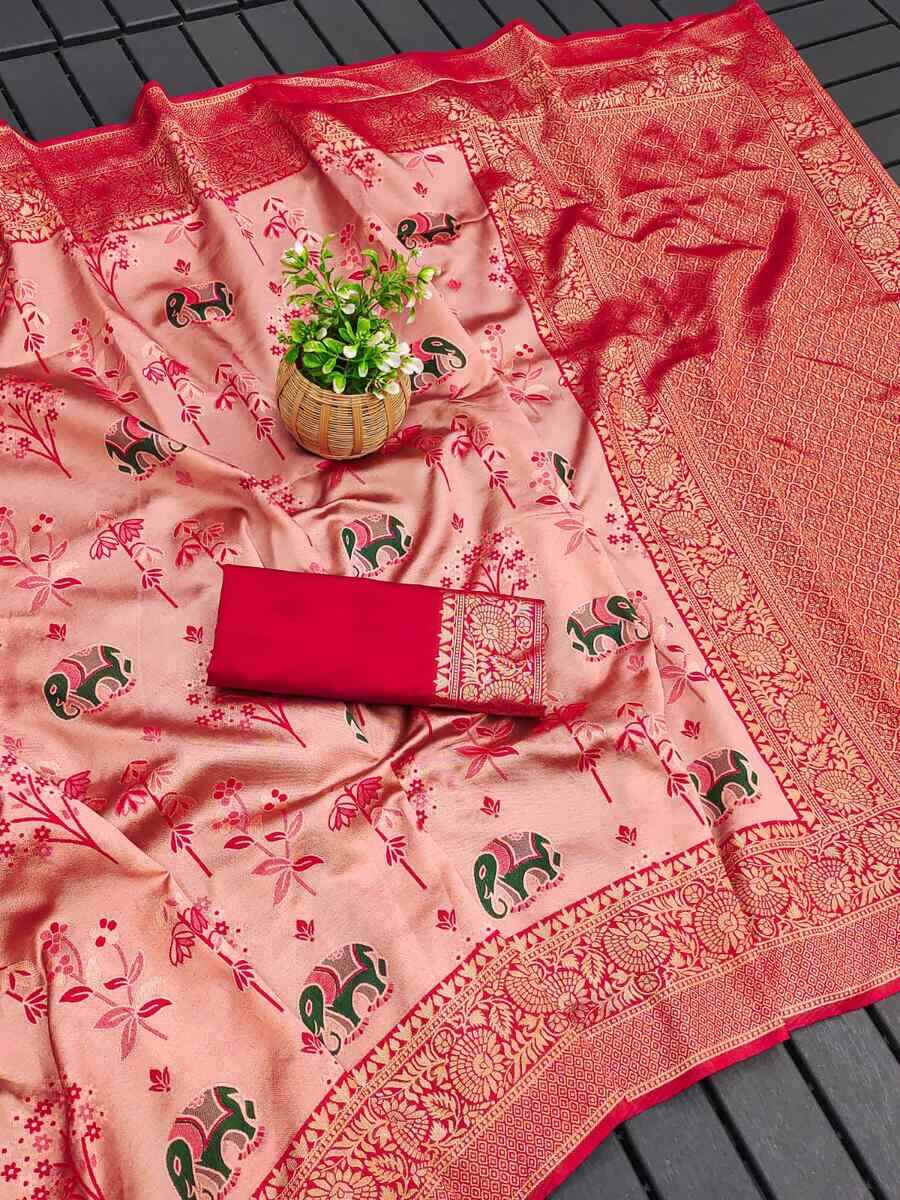 TRENDING SOFT LICHI SILK JACQUARD SAREE WITH UNSTITCHED BLOUSE DAILY WEAR WHOLESALE PRICE ETHNIC GARMENT (13)