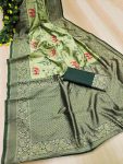 TRENDING SOFT LICHI SILK JACQUARD SAREE WITH UNSTITCHED BLOUSE DAILY WEAR WHOLESALE PRICE ETHNIC GARMENT (6)