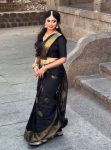 TRENDING SOFT LICHI SILK  JACQUARD WORK SAREE WITH UNSTITCHED BLOUSE BLACK
