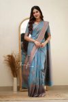 TRENDING SOFT LICHI SILK JACQUARD WORK SAREE WITH UNSTITCHED BLOUSE CASUAL WEAR WHOLESALE PRICE ETHNIC GARMENT (5)