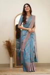 TRENDING SOFT LICHI SILK  JACQUARD WORK SAREE WITH UNSTITCHED BLOUSE RAMA