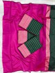 TRENDING SOFT LICHI SILK JACQUARD WORK SAREE WITH UNSTITCHED BLOUSE FESTIVAL WEAR WHOLESALE PRICE ETHNIC GARMENT (7)
