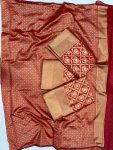 TRENDING SOFT LICHI SILK JACQUARD WORK SAREE WITH UNSTITCHED BLOUSE FESTIVE WEAR WHOLESALE PRICE ETHNIC GARMENT (4)