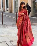 TRENDING SOFT LICHI SILK JACQUARD WORK SAREE WITH UNSTITCHED BLOUSE FESTIVE WEAR WHOLESALE PRICE ETHNIC GARMENT (4)