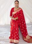 TRENDING SOFT LICHI SILK JACQUARD WORK SAREE WITH UNSTITCHED BLOUSE FORMAL WEAR WHOLESALE PRICE ETHNIC GARMENT (5)