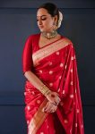 TRENDING SOFT LICHI SILK JACQUARD WORK SAREE WITH UNSTITCHED BLOUSE FORMAL WEAR WHOLESALE PRICE ETHNIC GARMENT (5)