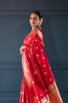 TRENDING SOFT LICHI SILK JACQUARD WORK SAREE WITH UNSTITCHED BLOUSE FORMAL WEAR WHOLESALE PRICE ETHNIC GARMENT (5)