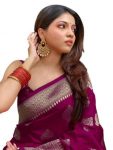 TRENDING SOFT LICHI SILK JACQUARD WORK SAREE WITH UNSTITCHED BLOUSE RECEPTION WEAR WHOLESALE PRICE ETHNIC GARMENT (10)