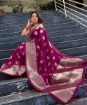 TRENDING SOFT LICHI SILK JACQUARD WORK SAREE WITH UNSTITCHED BLOUSE RECEPTION WEAR WHOLESALE PRICE ETHNIC GARMENT (10)