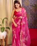 TRENDING TABBY ORGANZA FLORAL PRINT WITH CUTDANA HANDWORK SAREE WITH UNSTITCHED BLOUSE DAILY WEAR WHOLESALE PRICE ETHNIC GARMENT (30)