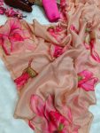 TRENDING TABBY ORGANZA FLORAL PRINT WITH CUTDANA HANDWORK SAREE WITH UNSTITCHED BLOUSE DAILY WEAR WHOLESALE PRICE ETHNIC GARMENT (34)