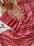 VISCOSE CHANDERI EMBROIDERY WORK TOP BOTTOM WITH DUPATTA FESTIVE WEAR WHOLESALE PRICE ETHNIC GARMENT (4)