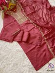 VISCOSE CHANDERI EMBROIDERY WORK TOP BOTTOM WITH DUPATTA FESTIVE WEAR WHOLESALE PRICE ETHNIC GARMENT (4)