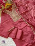 VISCOSE CHANDERI EMBROIDERY WORK TOP BOTTOM WITH DUPATTA FESTIVE WEAR WHOLESALE PRICE ETHNIC GARMENT (4)