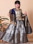 NEW ARRIVAL JACQUARD WEAVING WORK KID'S TOP LEHENGA WITH DUPATTA BLUE