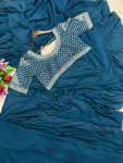 1ATTRACTIVE CHINON RUFFLE WORK READY TO WEAR SAREE WITH STITCHED BLOUSE WEDDING WEAR WHOLESALE PRICE ETHNIC GARMENT (15)