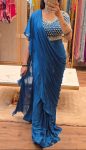 1ATTRACTIVE CHINON RUFFLE WORK READY TO WEAR SAREE WITH STITCHED BLOUSE WEDDING WEAR WHOLESALE PRICE ETHNIC GARMENT (15)