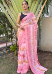 ATTRACTIVE GEORGETTE DIGITAL PRINTED READY TO WEAR SAREE WITH UNSTITCHED BLOUSE PINK